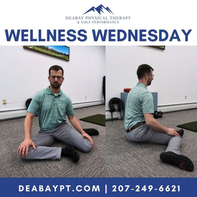 “Wellness Wednesday” stretching post for Deabay Physical Therapy & Golf Performance