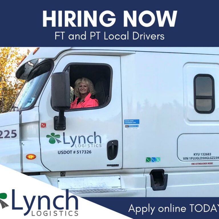 “Hiring now” driver recruitment post for Lynch Logistics
